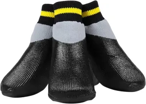 1Set Slip Winter Shoes for Small Dogs Rubber Socks Booties Black for Rain and Snow Pet Footwear