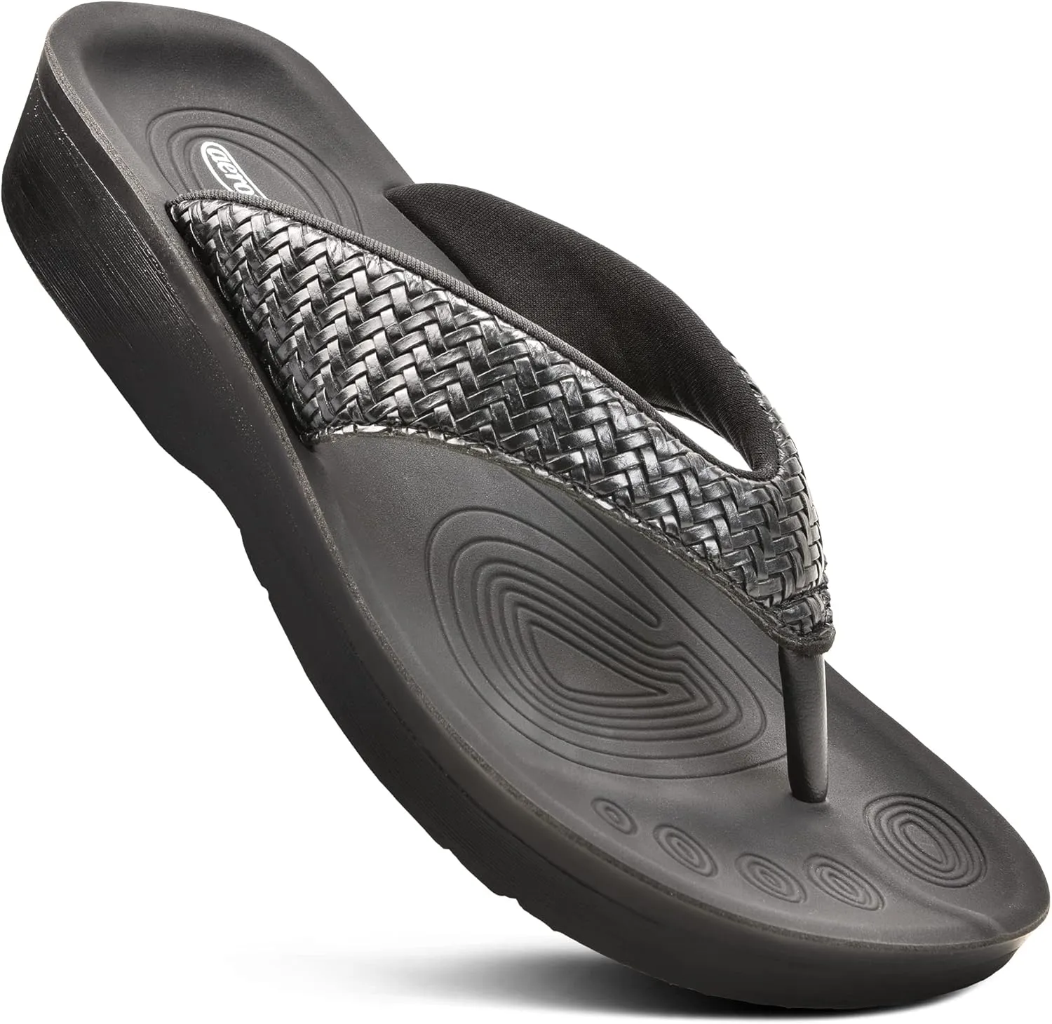 AEROTHOTIC Arch Support Flip Flops for women Stylish Cushioned Padded Straps with Soft Toe Post Slip on Footwear Dressy Travel Recovery Outdoor Comfortable Walking Women Sandals