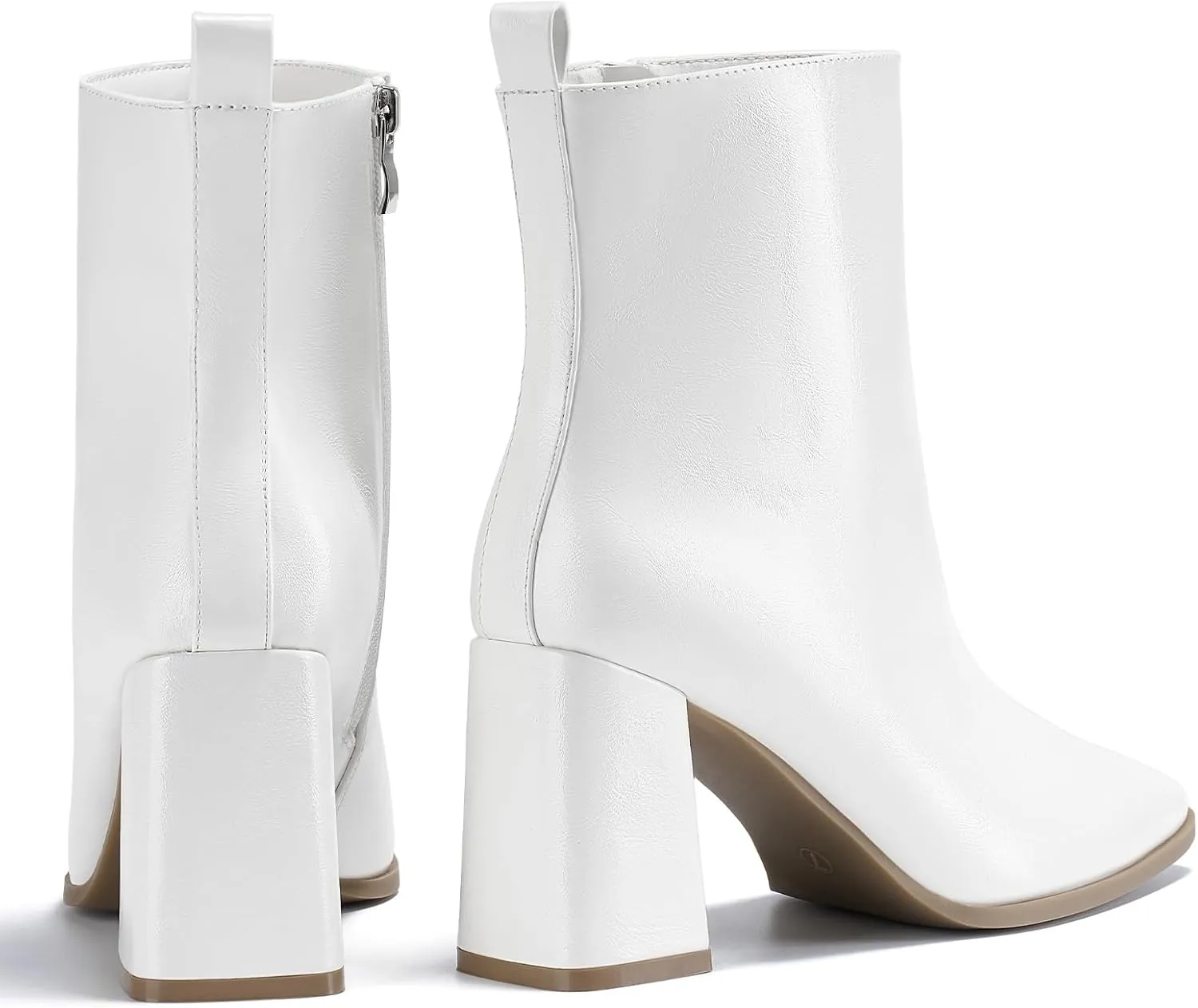 ALICEPUB Women's Ankle Boots Chunky Heel Booties Leather & Suede Dress Booties Square Toe Boots with Side Zipper