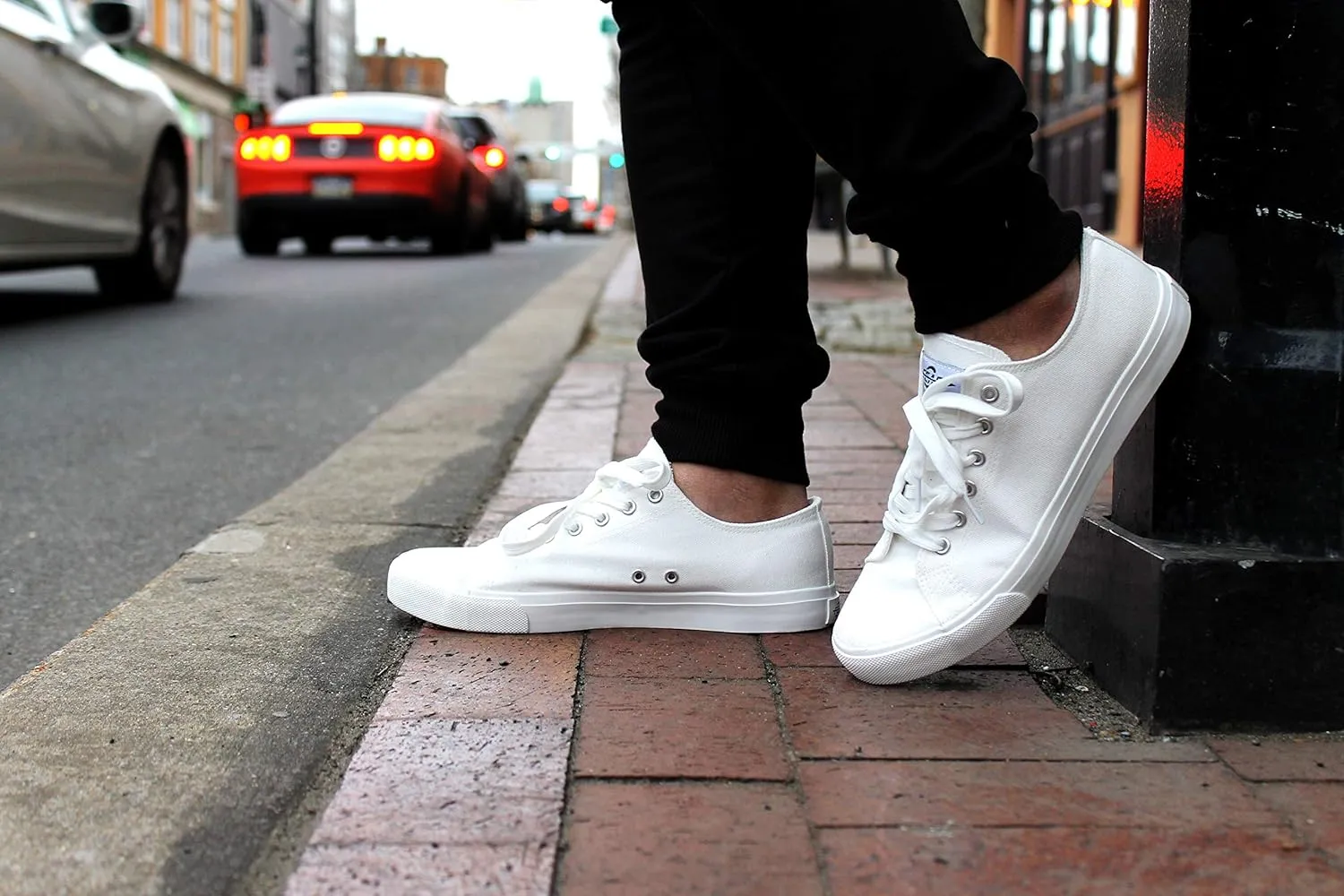 All Sneakers for Men and Women, Low Top Casual Canvas Retro Tennis Shoes, Skateboard Grip Sole Canvas Sneaker Shoes, Comfortable True to Size Footwear - (Black, White)