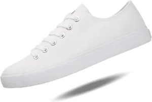All Sneakers for Men and Women, Low Top Casual Canvas Retro Tennis Shoes, Skateboard Grip Sole Canvas Sneaker Shoes, Comfortable True to Size Footwear - (Black, White)