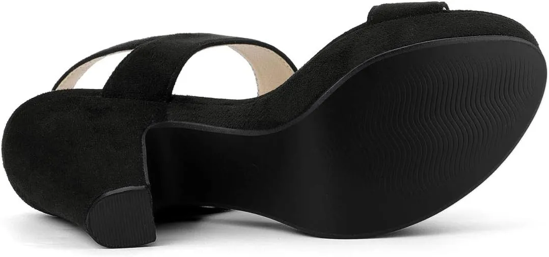 Allegra K Women's Slingback Platform Heels Chunky High Heel Sandals