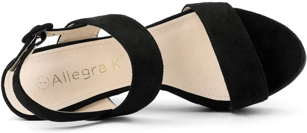 Allegra K Women's Slingback Platform Heels Chunky High Heel Sandals
