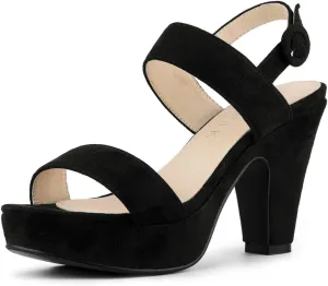 Allegra K Women's Slingback Platform Heels Chunky High Heel Sandals