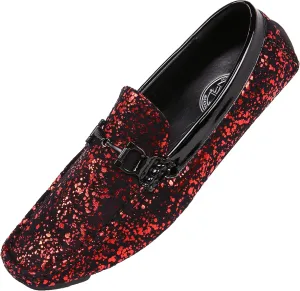 Amali Monty, Metallic Splatter Driving Loafers - Slip On Moccasins for Men - Dress & Casual Shoes