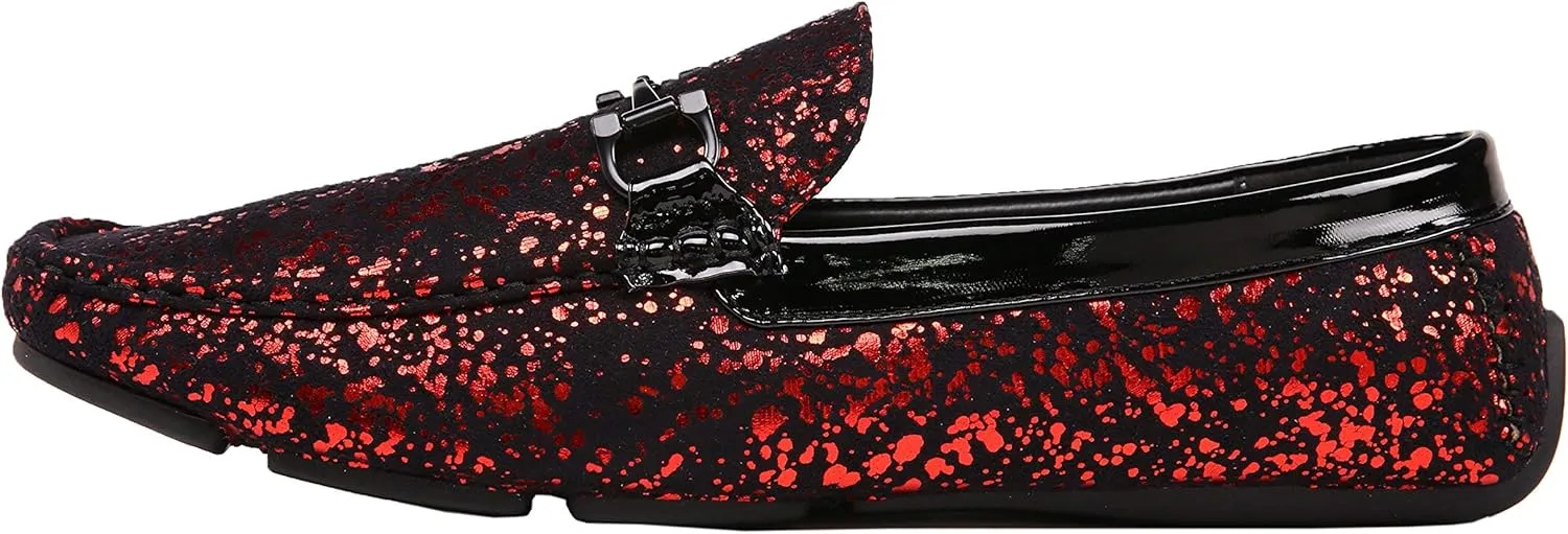 Amali Monty, Metallic Splatter Driving Loafers - Slip On Moccasins for Men - Dress & Casual Shoes