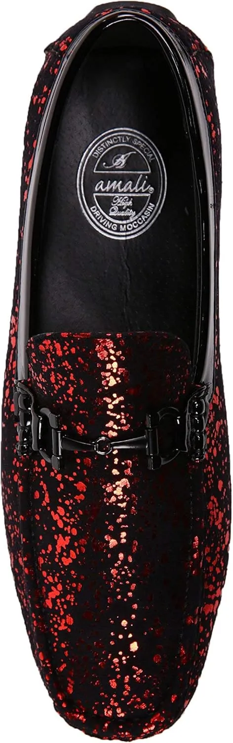 Amali Monty, Metallic Splatter Driving Loafers - Slip On Moccasins for Men - Dress & Casual Shoes