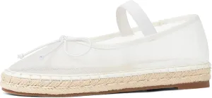 AMINUGAL Mesh Ballet Flats Shoes for Women Round Toe Platform Mary Janes Elastic Espadrilles White Mesh Shoe Woman Dressy Comfortable Ballerina