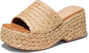 Ancomafio Platform Espadrille Sandals for Women，Platform Slip on Wedges Slides Bohemia Sandals Flatform Open Toe Beach Sandals Outdoor