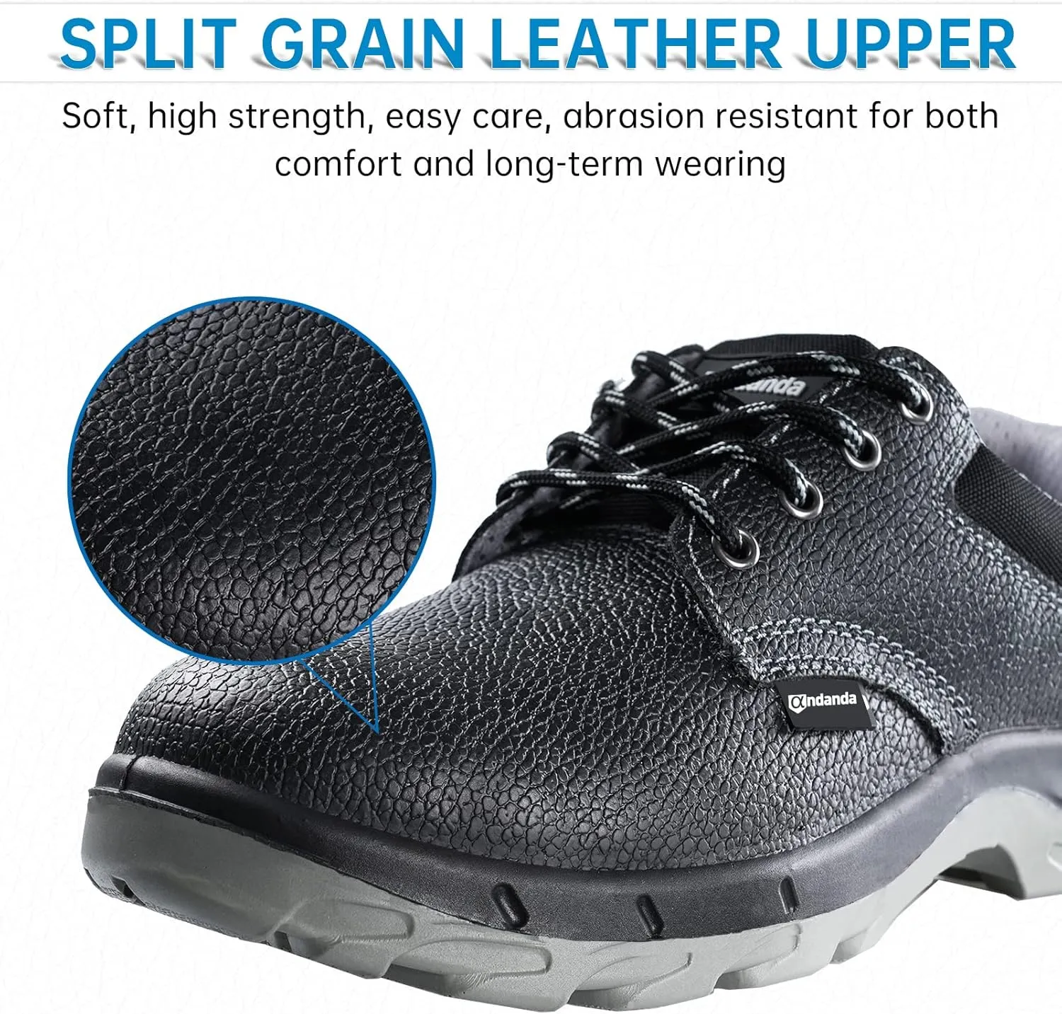 ANDANDA Steel Toe Shoes for Men Indestructible Puncture Proof Work Shoes Lightweight Comfortable Cowhide Upper Steel Toe Work Shoes for Construction Working