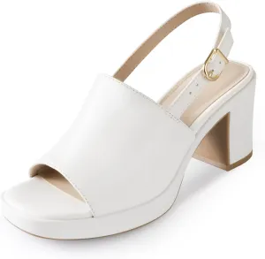 Ankis Black White Nude Heels Platform Heeled Sandals Knit Chunky Block Elastic Slingback Open Toe Ankle Strappy Heels