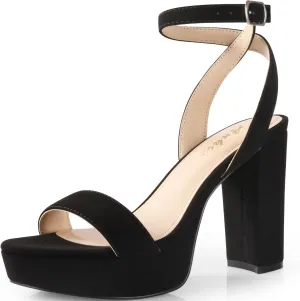 Ankis Platform Heels for Women 4 Inches Chunky Heels Sandals for Women Comfy Open Toe Block Heeled Sandals Nude White Silver Gold Black Ankle Strappy Heels for Women