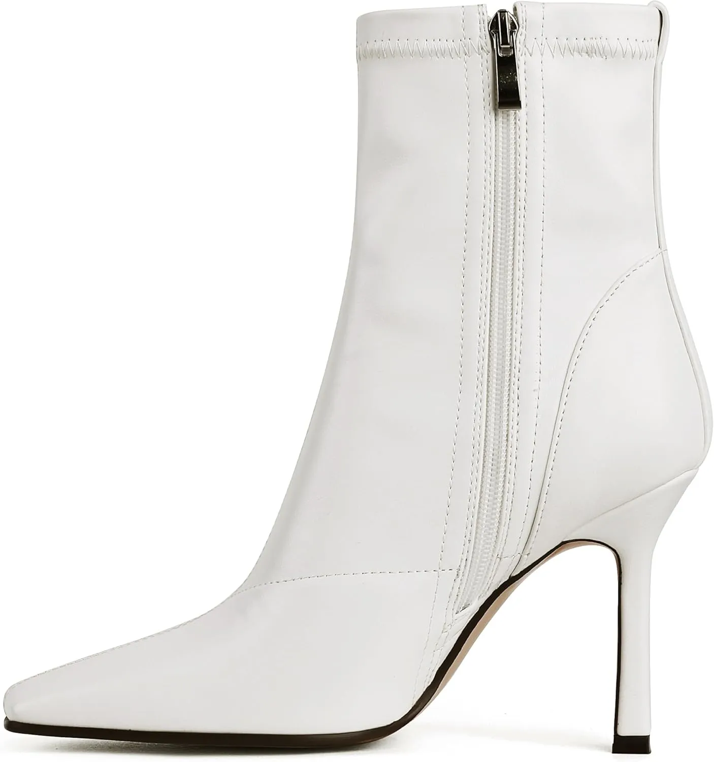 Ankle Boots For Women Sexy Stiletto Fashion Faux Leather High Heels Square Toe Winter Fall Boots With Zipper
