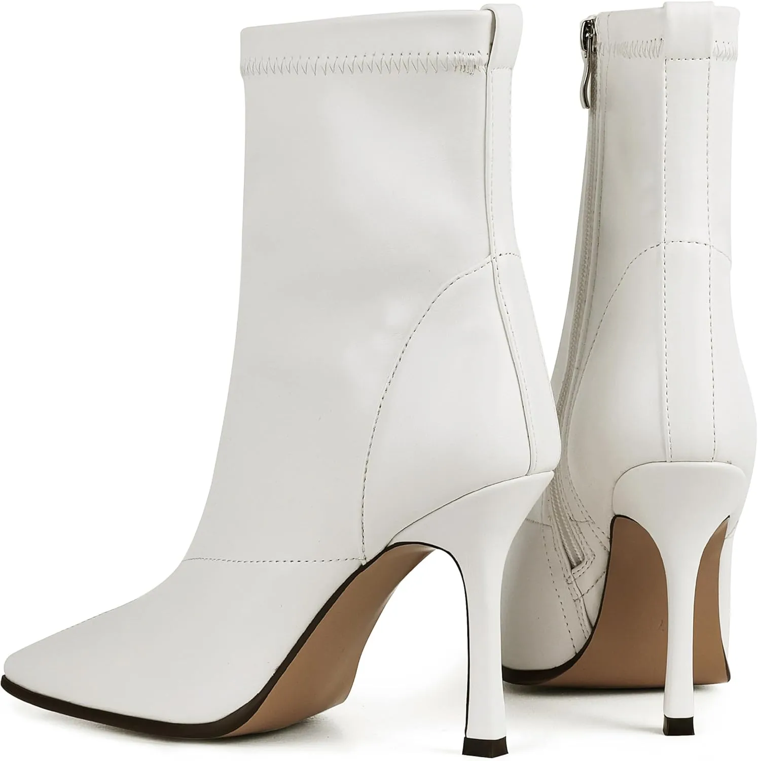 Ankle Boots For Women Sexy Stiletto Fashion Faux Leather High Heels Square Toe Winter Fall Boots With Zipper