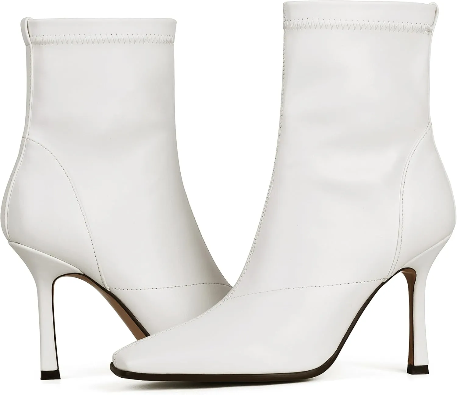 Ankle Boots For Women Sexy Stiletto Fashion Faux Leather High Heels Square Toe Winter Fall Boots With Zipper