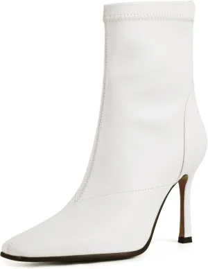 Ankle Boots For Women Sexy Stiletto Fashion Faux Leather High Heels Square Toe Winter Fall Boots With Zipper