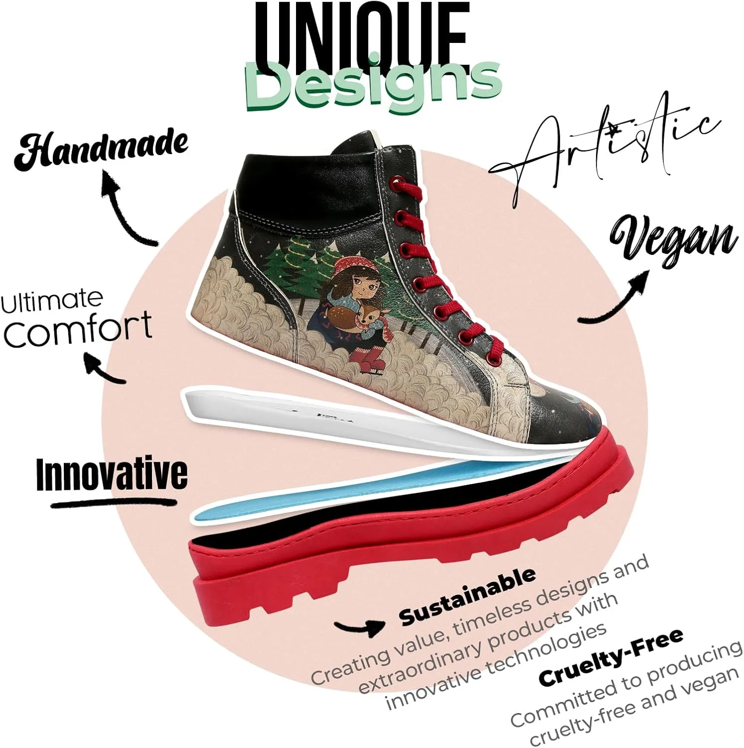 Ankle Boots for Women - Vegan Leather and Handmade Women Booties and Ankle Boots,