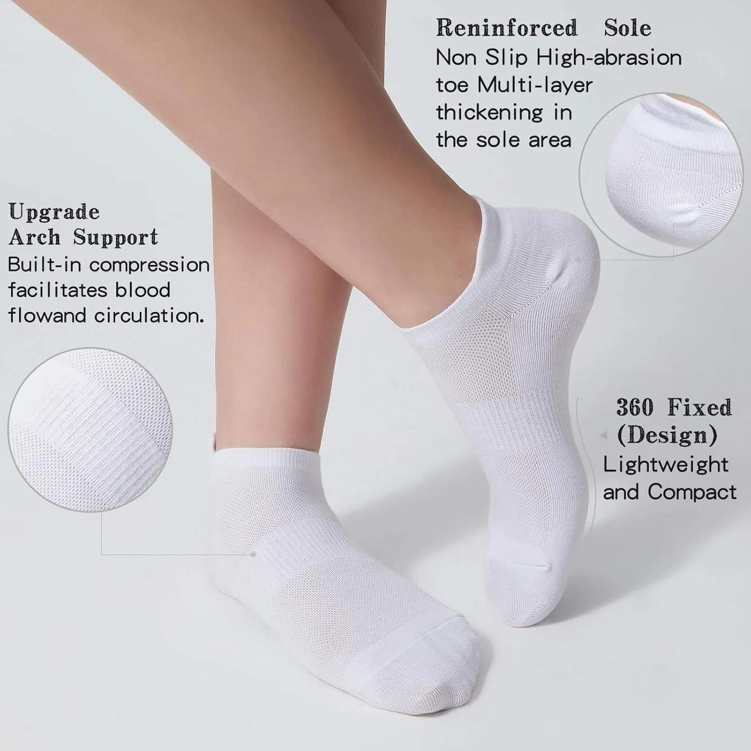 Ankle Socks Women's and Mens Thin Athletic Running Low Cut No Show Short Socks With Heel Tab 6/10 Pairs