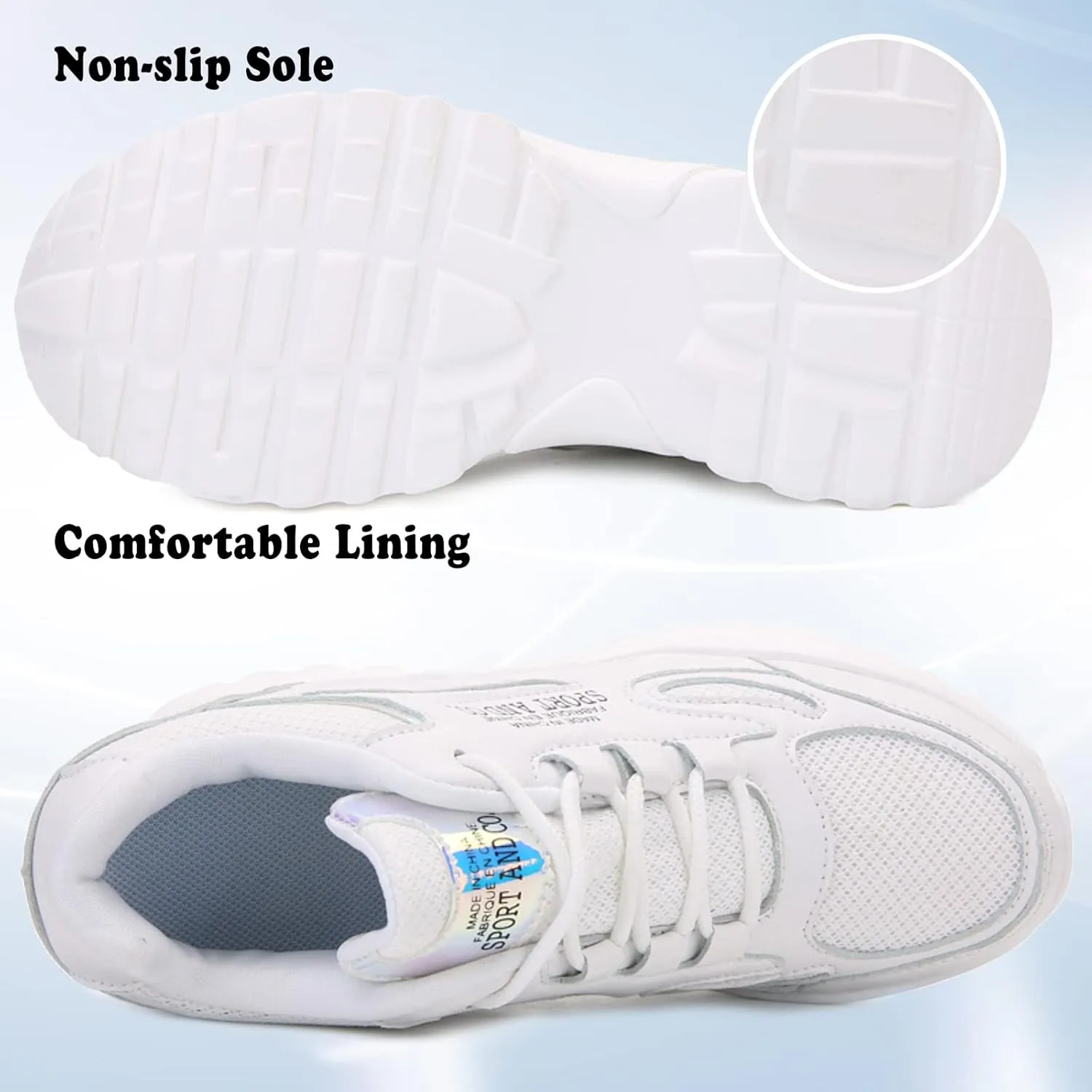 AONEGOLD Women's Hidden Wedge Sneakers High Heeld Lace Up Fashion Lightweight Walking Shoes Platform Sneakers