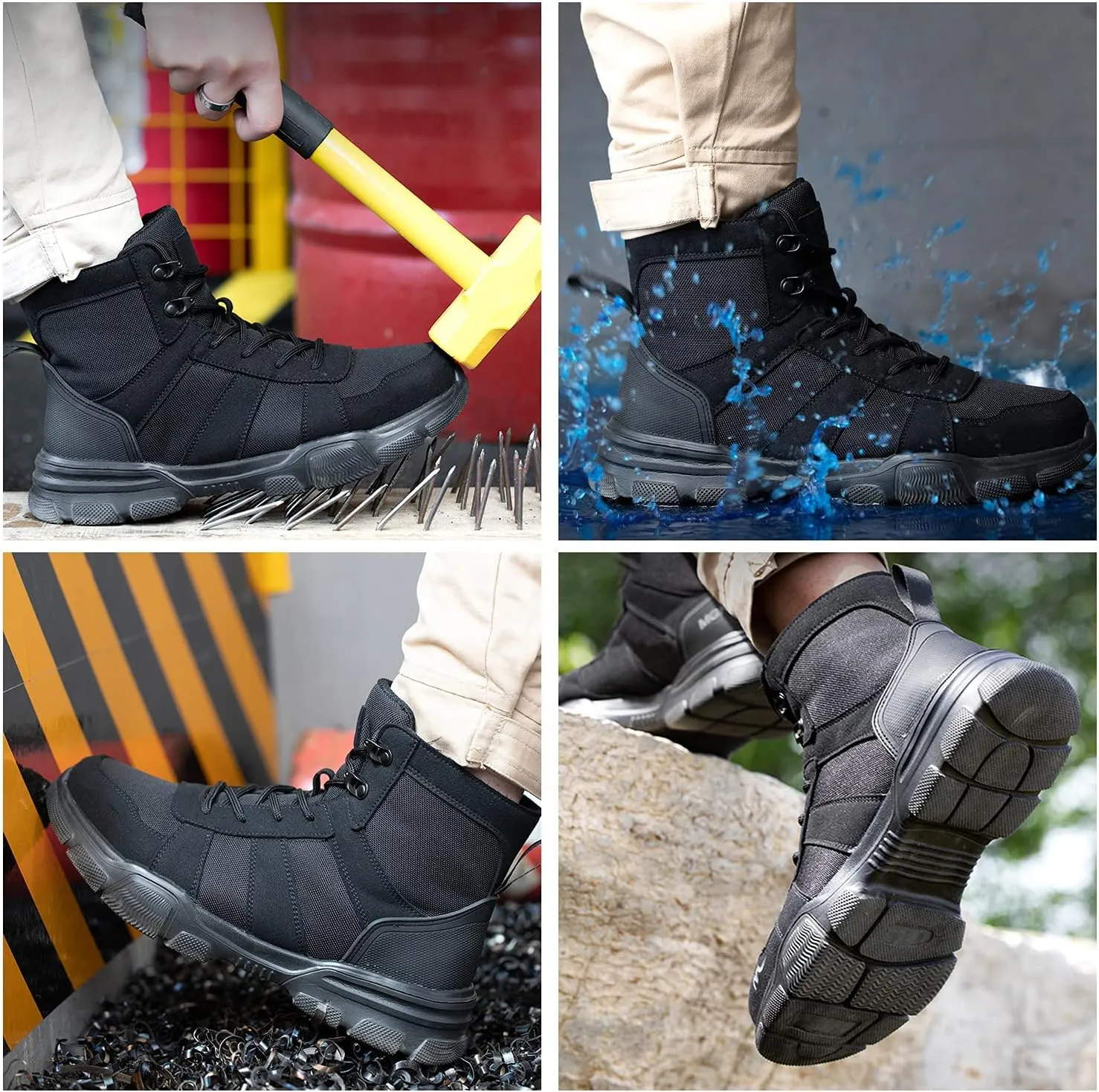 ARCHINSERT Safety Shoes for Men Women Outdoor Protection Steel Toe Shoes Waterproof Non Slip Resistance Construction Boots