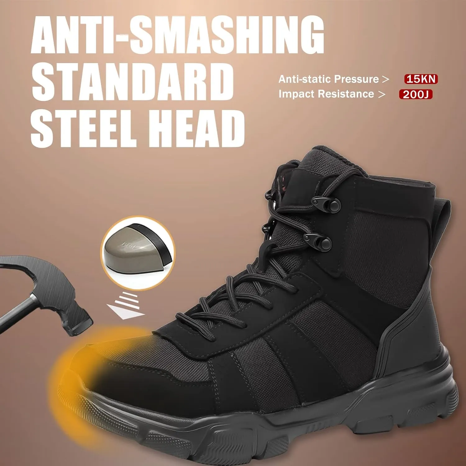 ARCHINSERT Safety Shoes for Men Women Outdoor Protection Steel Toe Shoes Waterproof Non Slip Resistance Construction Boots
