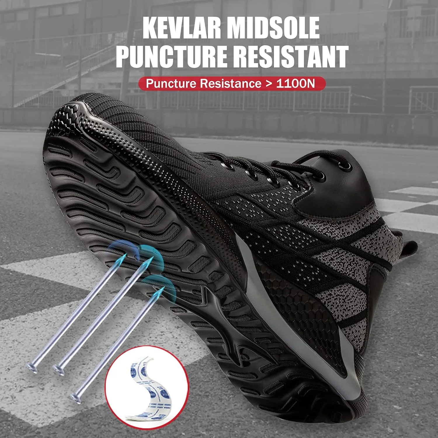 ARCHINSERT Steel Toe Shoes for Men Women Work Indestructible Safety Shoes Work Slip Resistant Protected Steel Toe Lightweight Safety Sneakers Fashion Safety Industrial Shoes