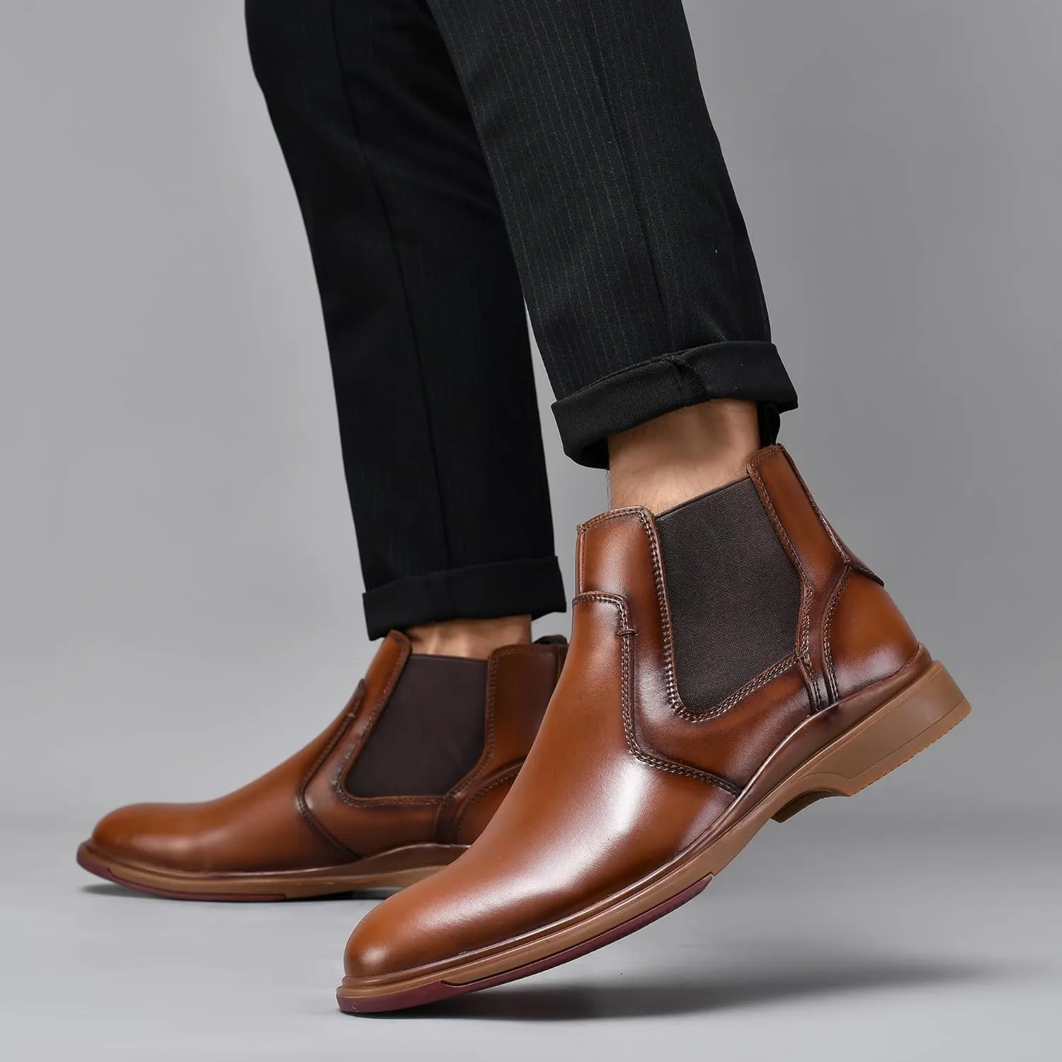 Arkbird Mens Chelsea Dress Boots Side Zipper Genuine Leather Classic Fashion Casual Slip-on Ankle Boots for Men