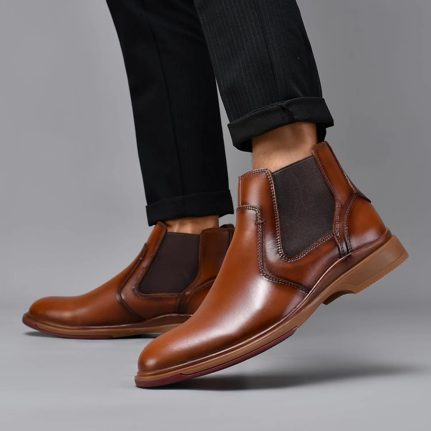 Arkbird Mens Chelsea Dress Boots Side Zipper Genuine Leather Classic Fashion Casual Slip-on Ankle Boots for Men