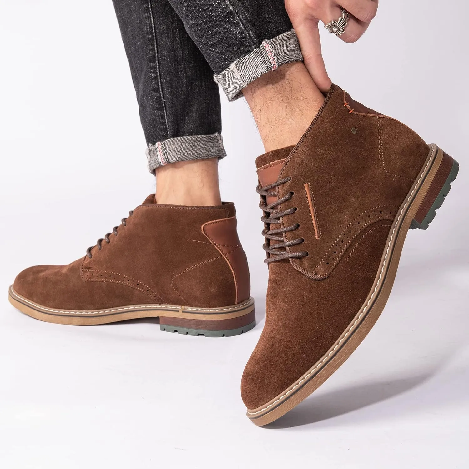 Arkbird Mens Chukka Boots Suede Leather Classic Fashion Casual Ankle Lace-up Dress Boots for Men