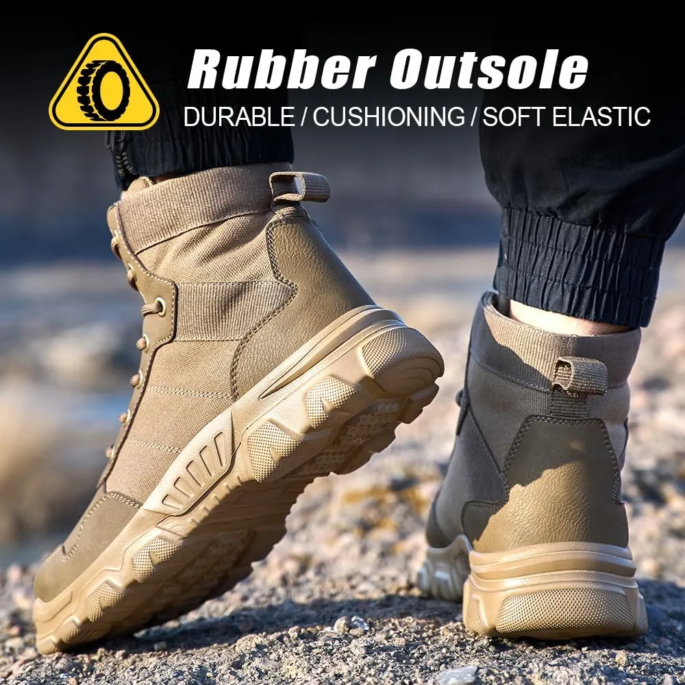 Asiman Steel Toe Boots for Men Women Indestructible Safety Work Shoes Breathable Lightweight High Top Steel Toe Safety Shoes Slip Resistant Construction Work Boots
