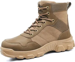 Asiman Steel Toe Boots for Men Women Indestructible Safety Work Shoes Breathable Lightweight High Top Steel Toe Safety Shoes Slip Resistant Construction Work Boots