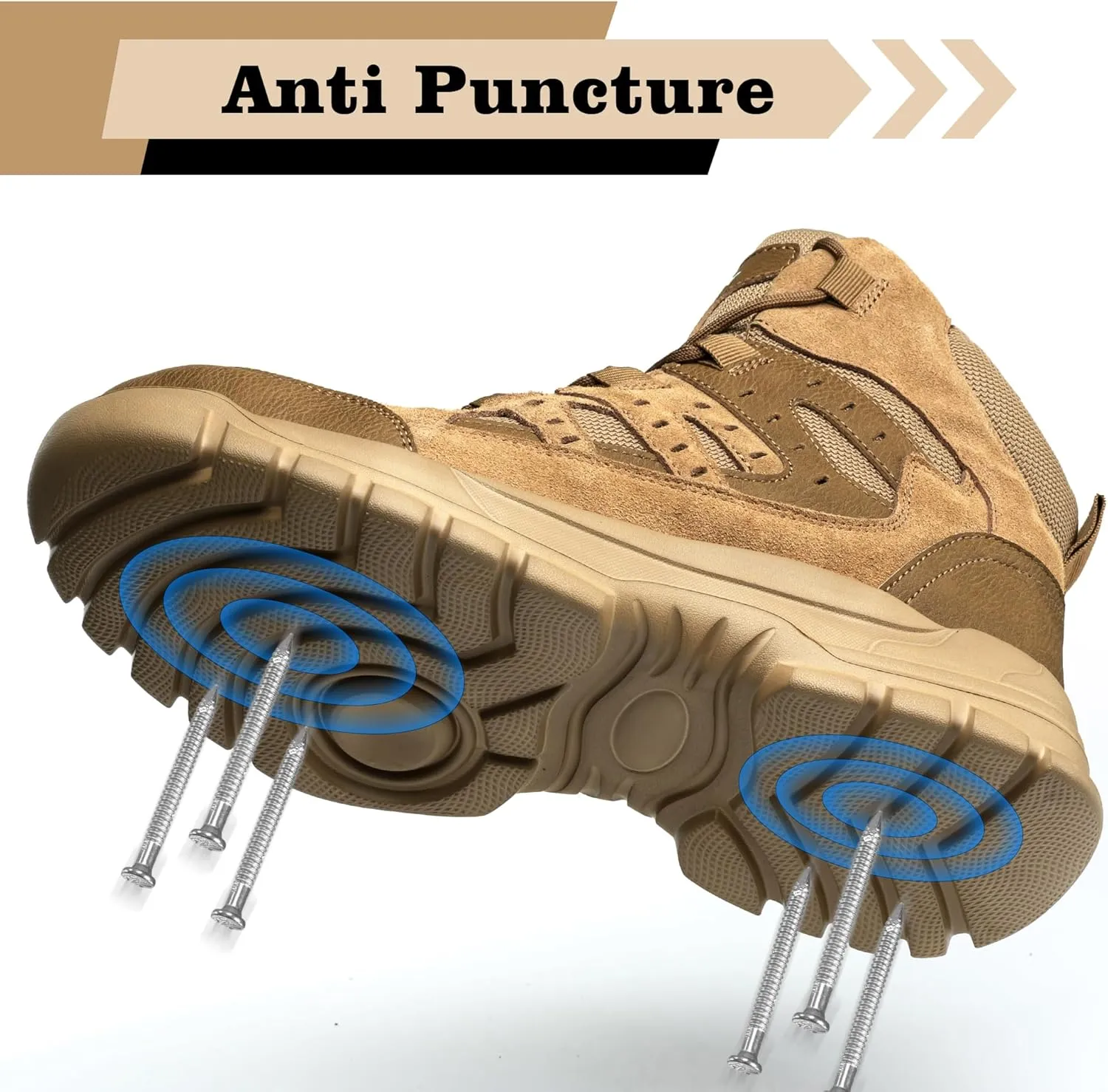 Asiman Steel Toe Boots for Men Women Industrial Construction Safety Boots Lightweight Comfortable Work Shoes Non-Slip Puncture Proof Composite Toe Shoes
