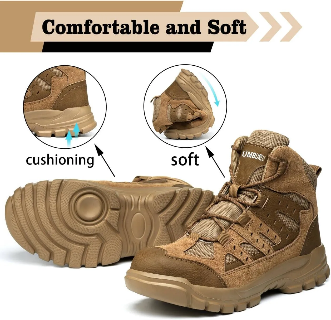 Asiman Steel Toe Boots for Men Women Industrial Construction Safety Boots Lightweight Comfortable Work Shoes Non-Slip Puncture Proof Composite Toe Shoes