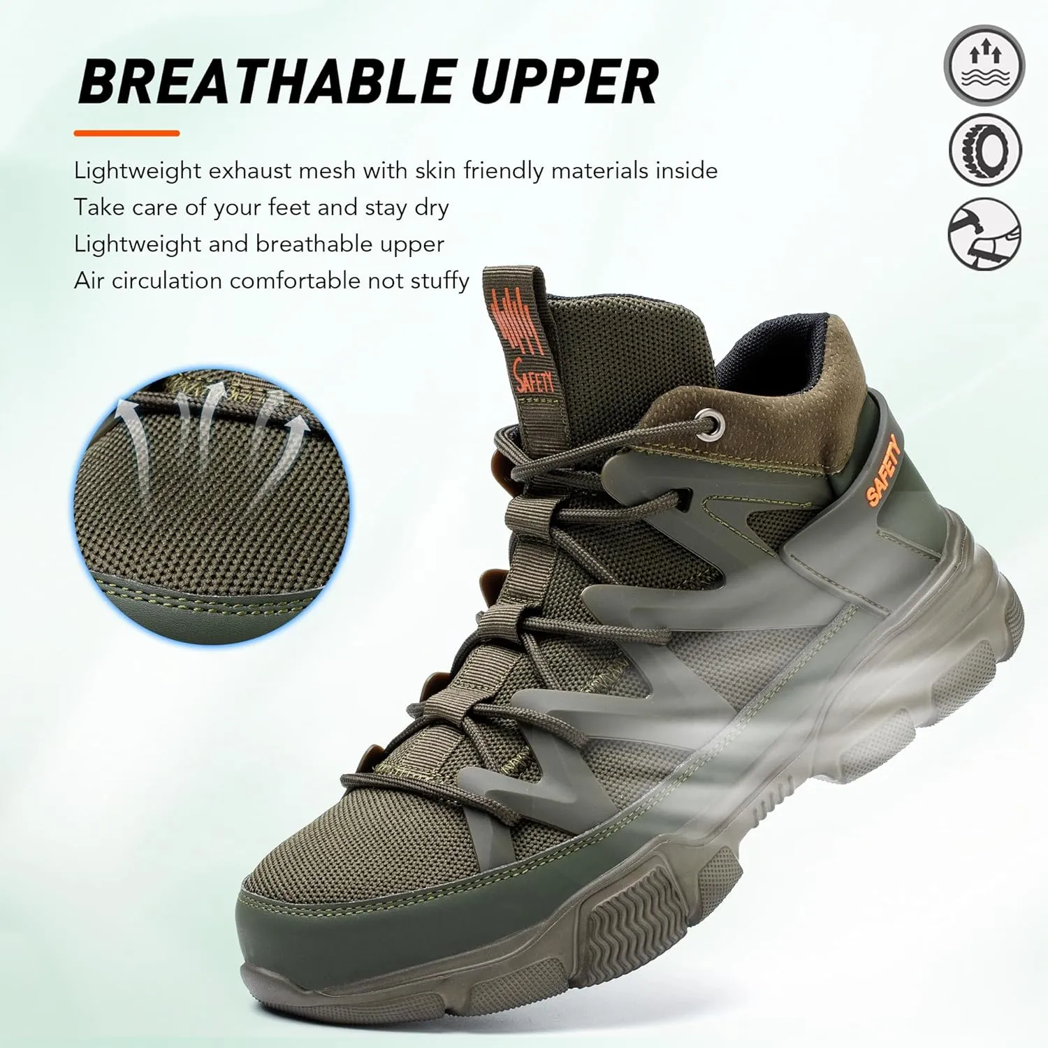 Asiman Steel Toe Shoes for Men Women Indestructible Lightweight Comfortable Safety Work Shoes Slip-Resistant Composite Toe Construction Boots