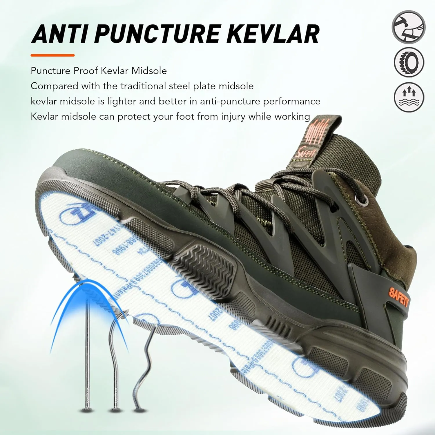 Asiman Steel Toe Shoes for Men Women Indestructible Lightweight Comfortable Safety Work Shoes Slip-Resistant Composite Toe Construction Boots