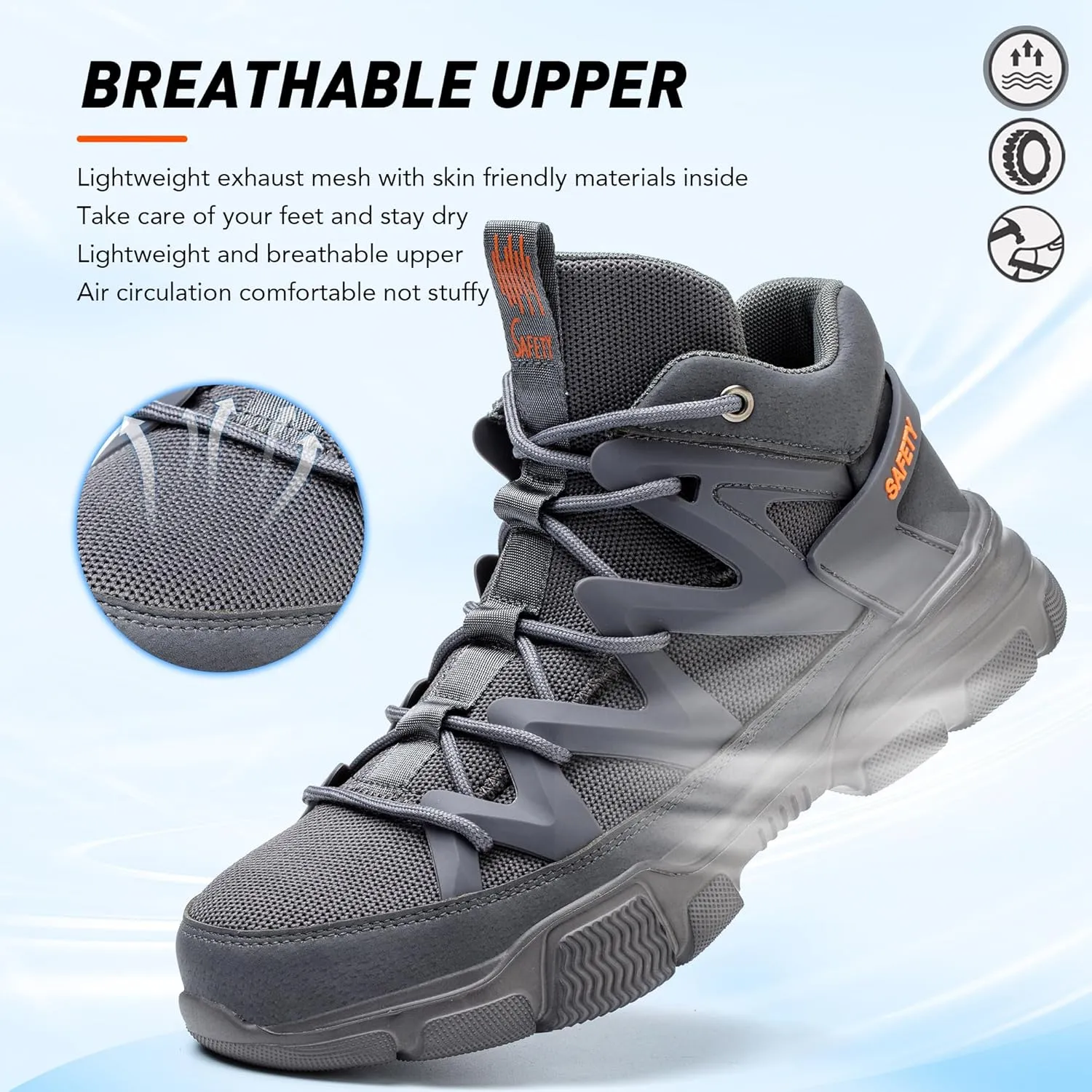 Asiman Steel Toe Shoes for Men Women Indestructible Lightweight Comfortable Safety Work Shoes Slip-Resistant Composite Toe Construction Boots