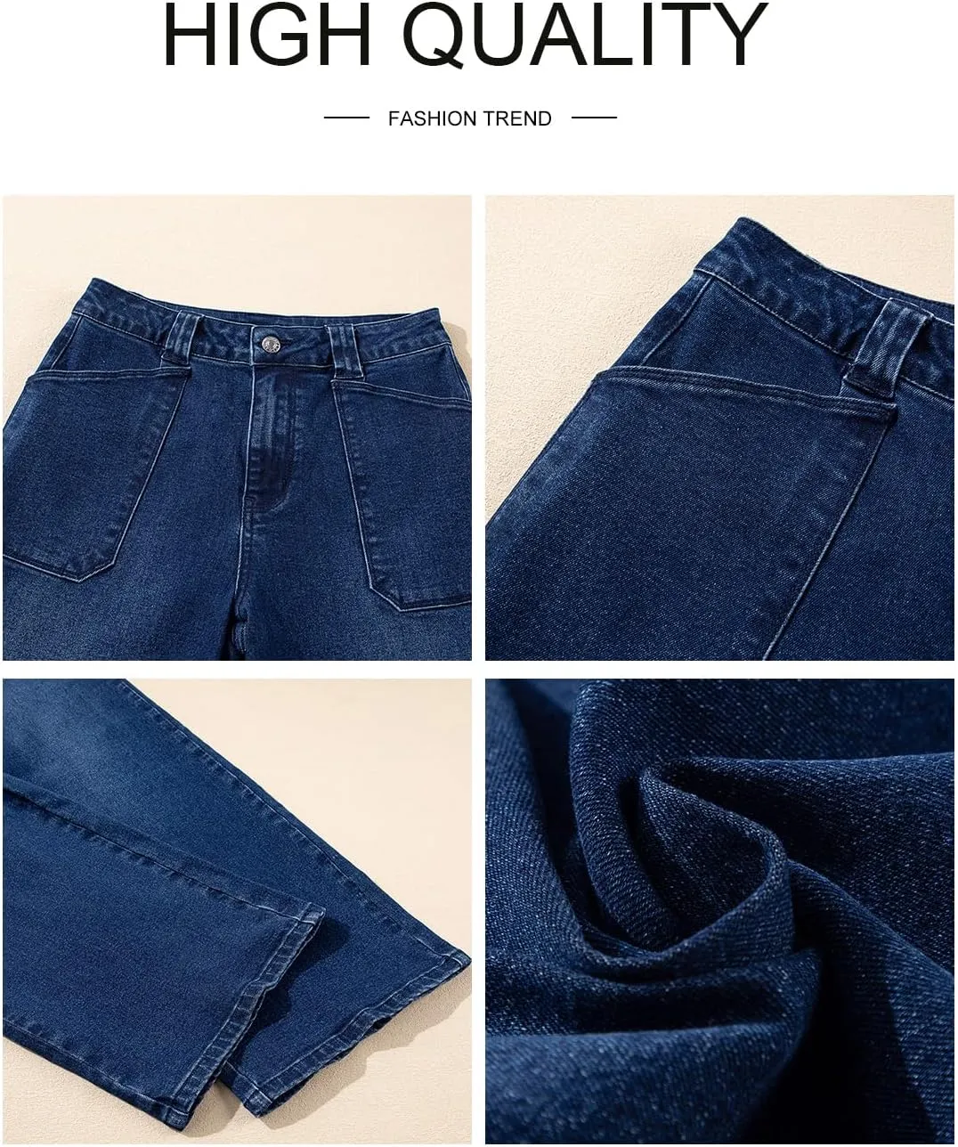 Astylish Women‘s High Waisted Straight Leg Jeans Stretchy Wide Leg Jeans Trendy Denim Pants