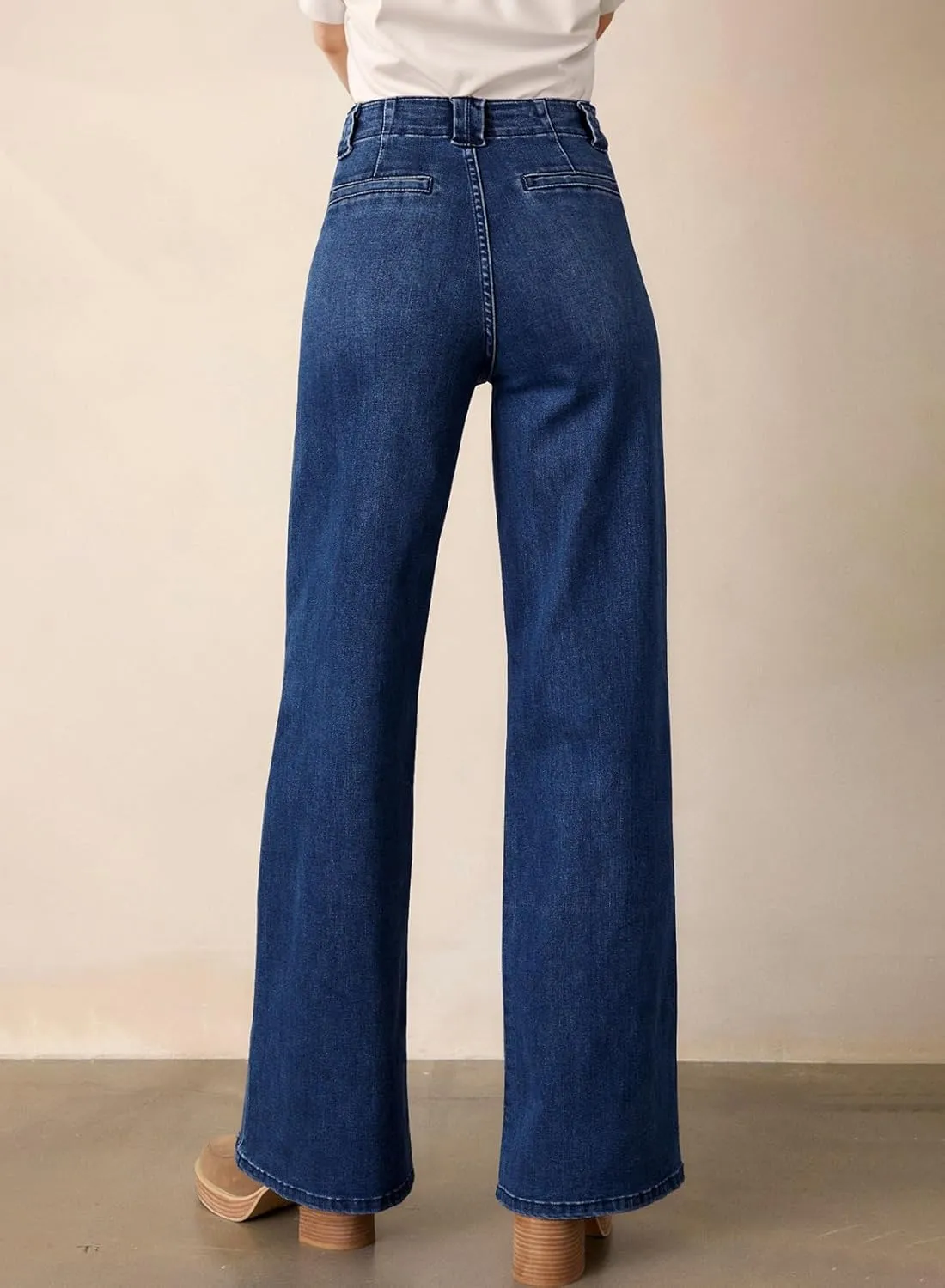Astylish Women‘s High Waisted Straight Leg Jeans Stretchy Wide Leg Jeans Trendy Denim Pants
