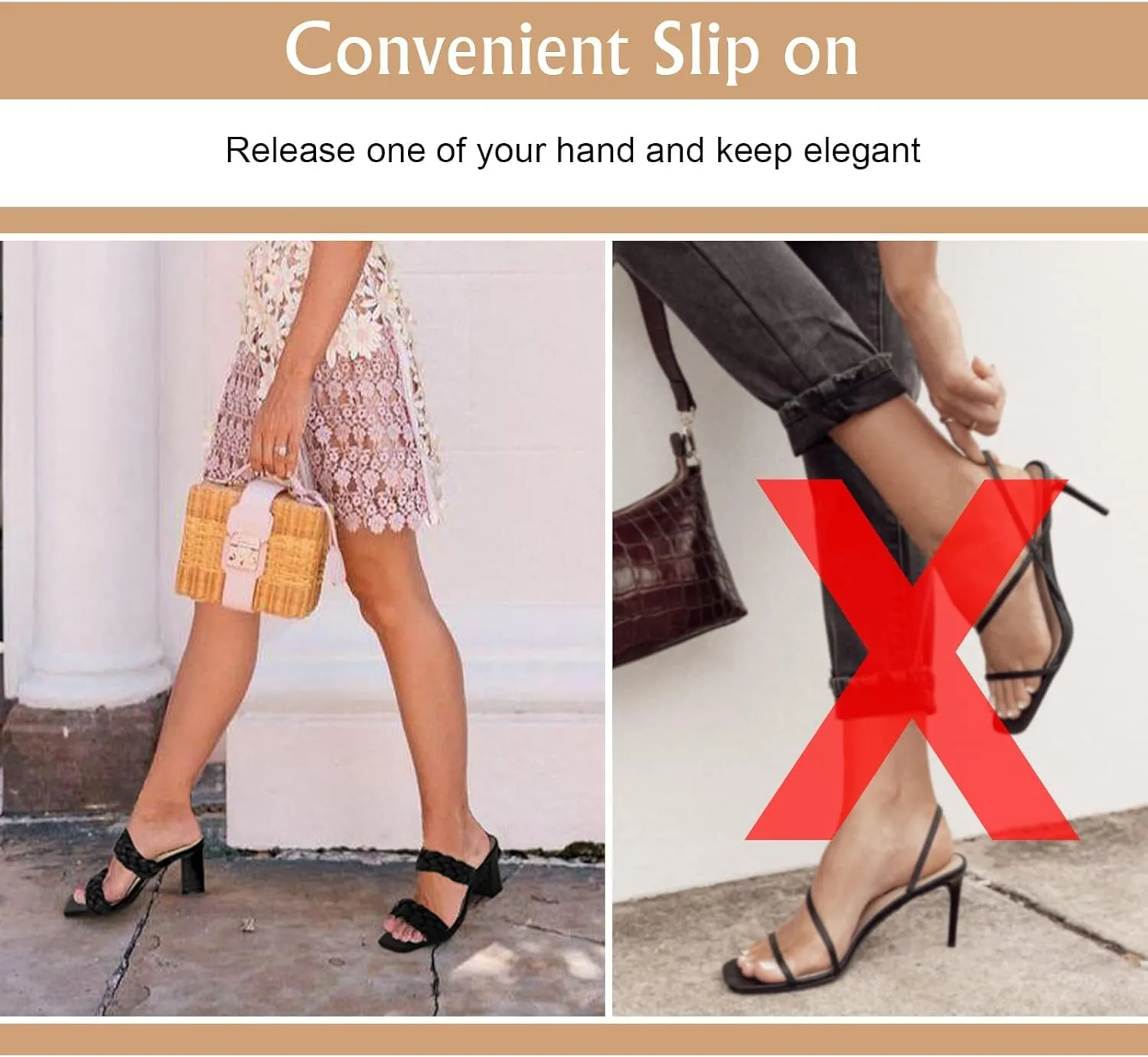 Athlefit Women's Braided Heeled Sandals Strappy Square Open Toe Heels Backless Mules Slip On Block Heels