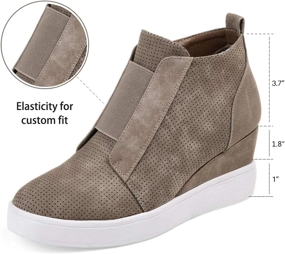 Athlefit Women's Wedge Sneakers Hidden Heel Platform Wedge Booties Hidden Wedgie Sneakers