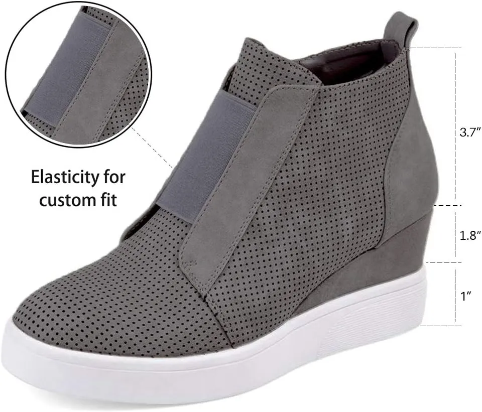 Athlefit Women's Wedge Sneakers Hidden Heel Platform Wedge Booties Hidden Wedgie Sneakers