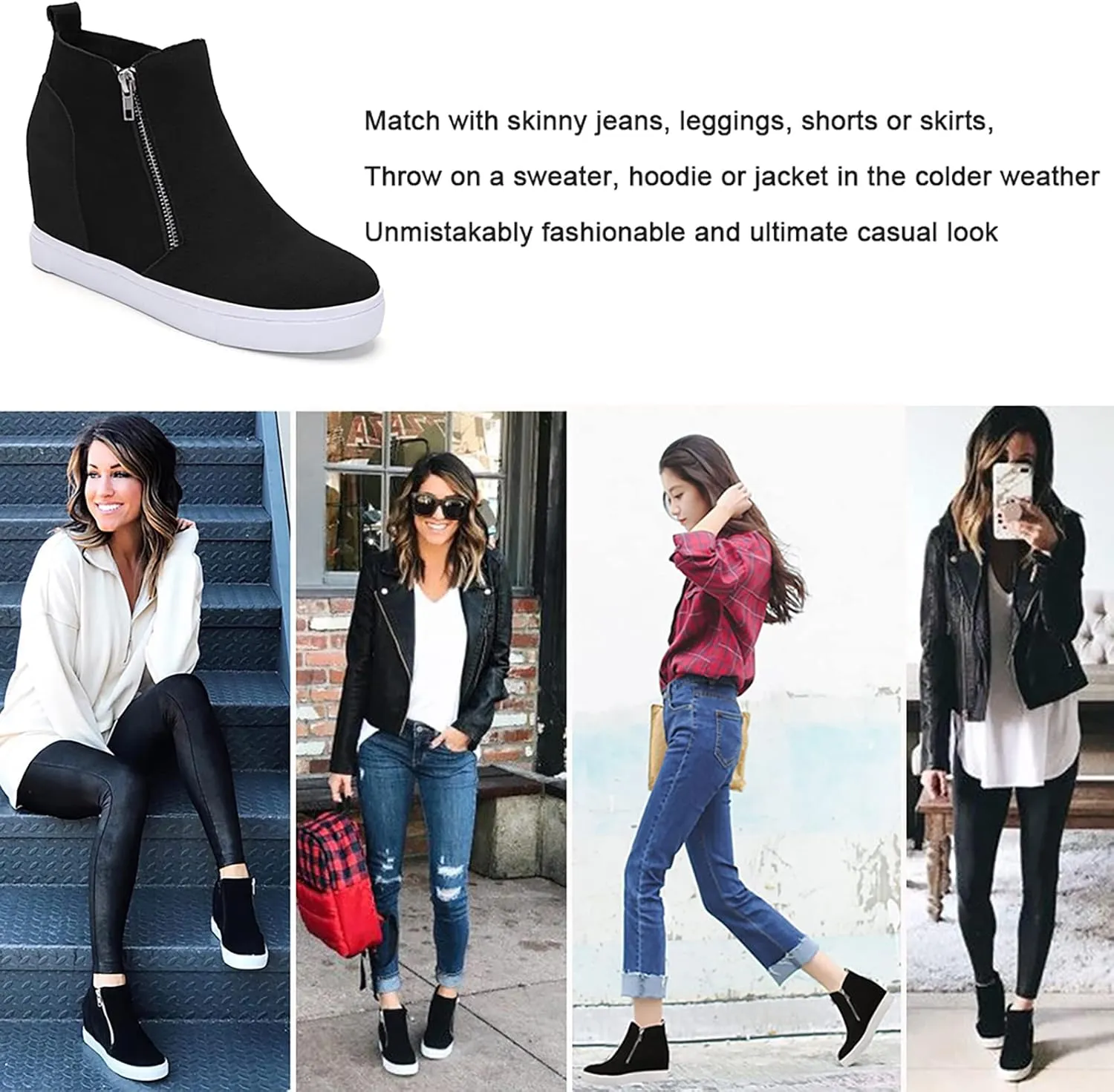 Athlefit Women's Wedge Sneakers Hidden Heel Platform Wedge Booties Hidden Wedgie Sneakers