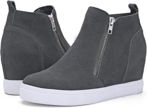 Athlefit Women's Wedge Sneakers Hidden Heel Platform Wedge Booties Hidden Wedgie Sneakers