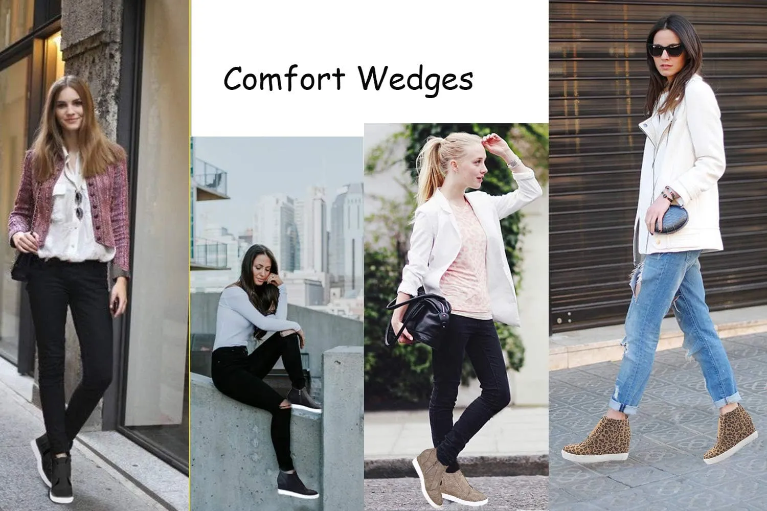 Athlefit Women's Wedge Sneakers Hidden Heel Platform Wedge Booties Hidden Wedgie Sneakers