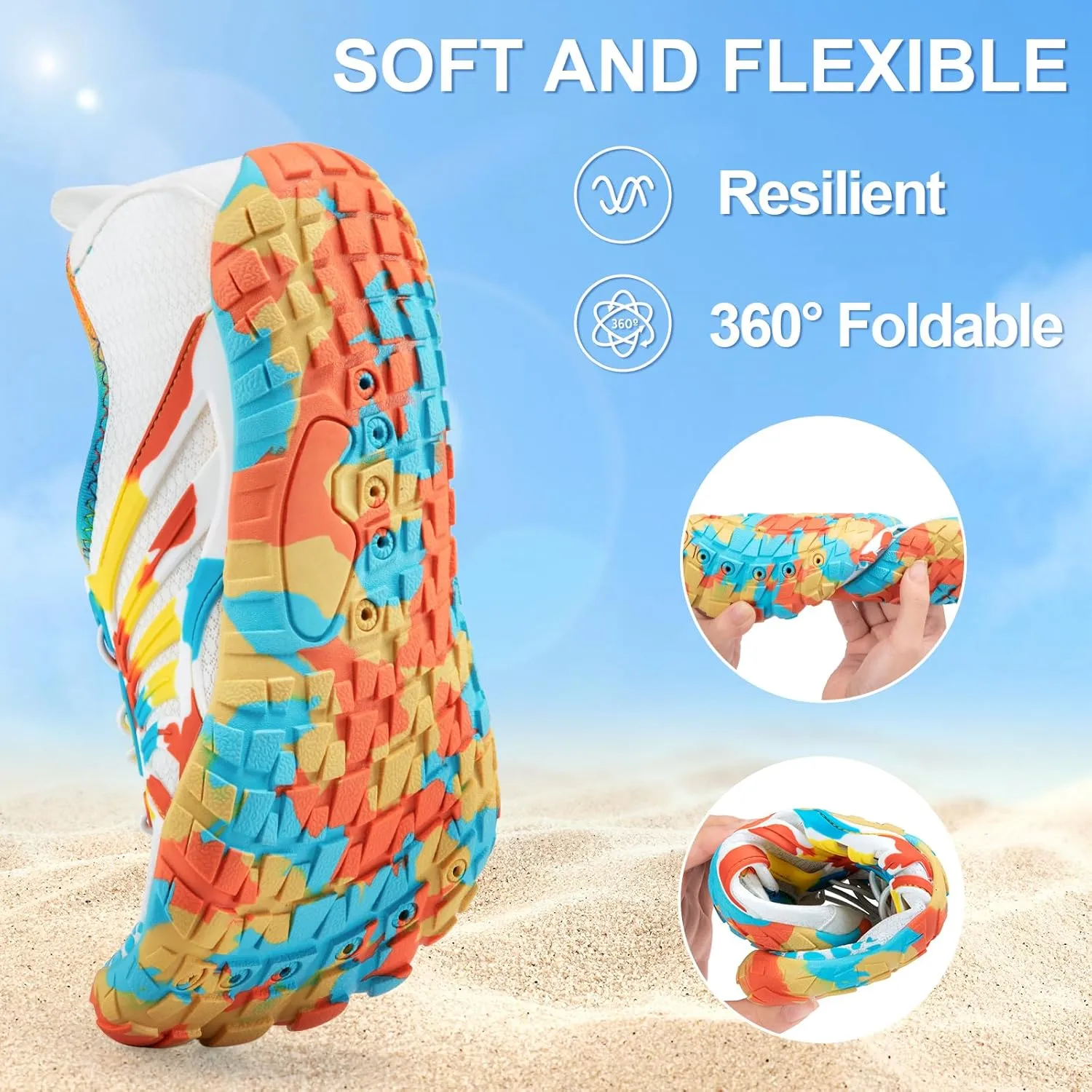 ATHMILE Water Shoes for Women Men Quick-Dry Lightweight Barefoot Beach Pool Aqua Shoes for Swim Hiking Snorkeling Kayak
