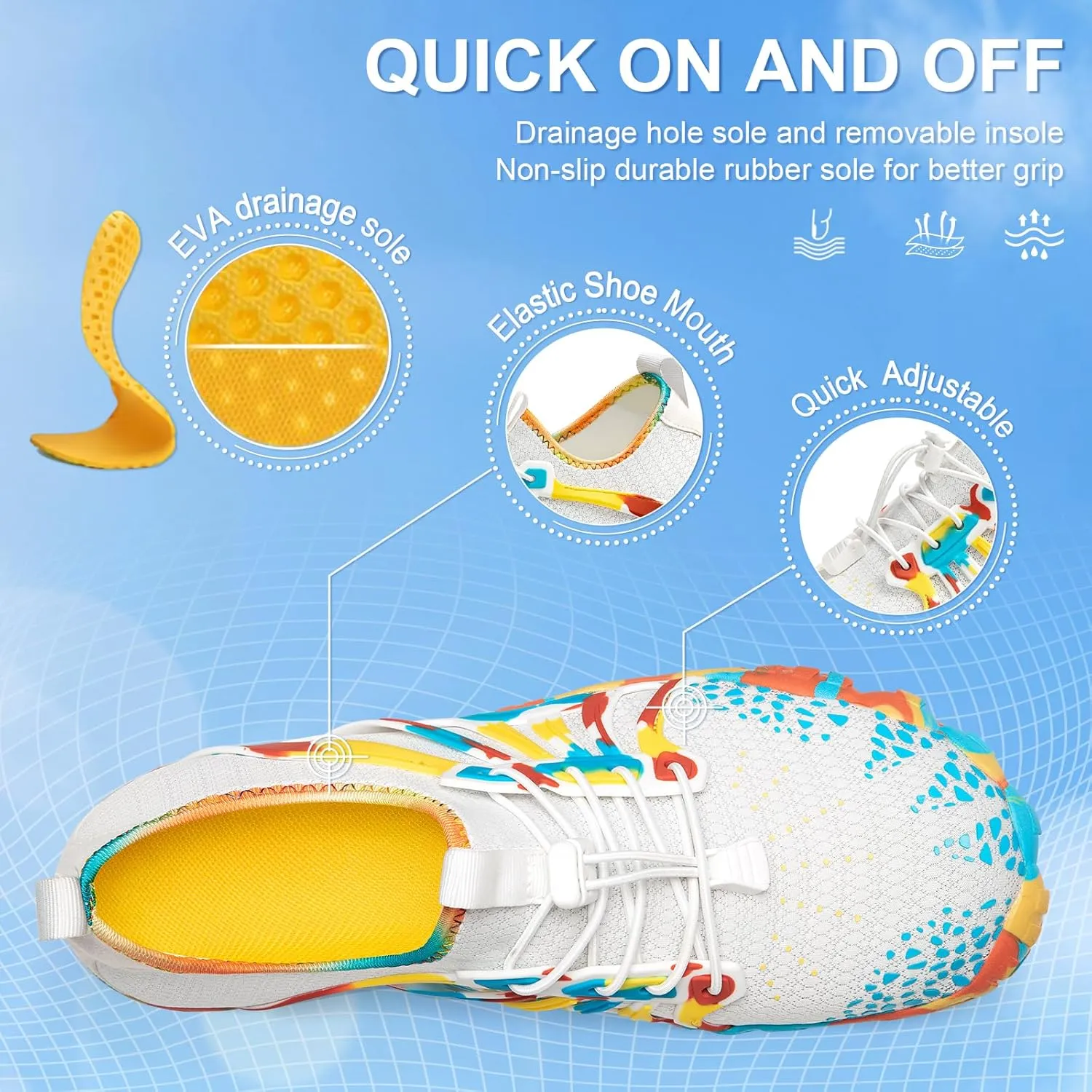 ATHMILE Water Shoes for Women Men Quick-Dry Lightweight Barefoot Beach Pool Aqua Shoes for Swim Hiking Snorkeling Kayak