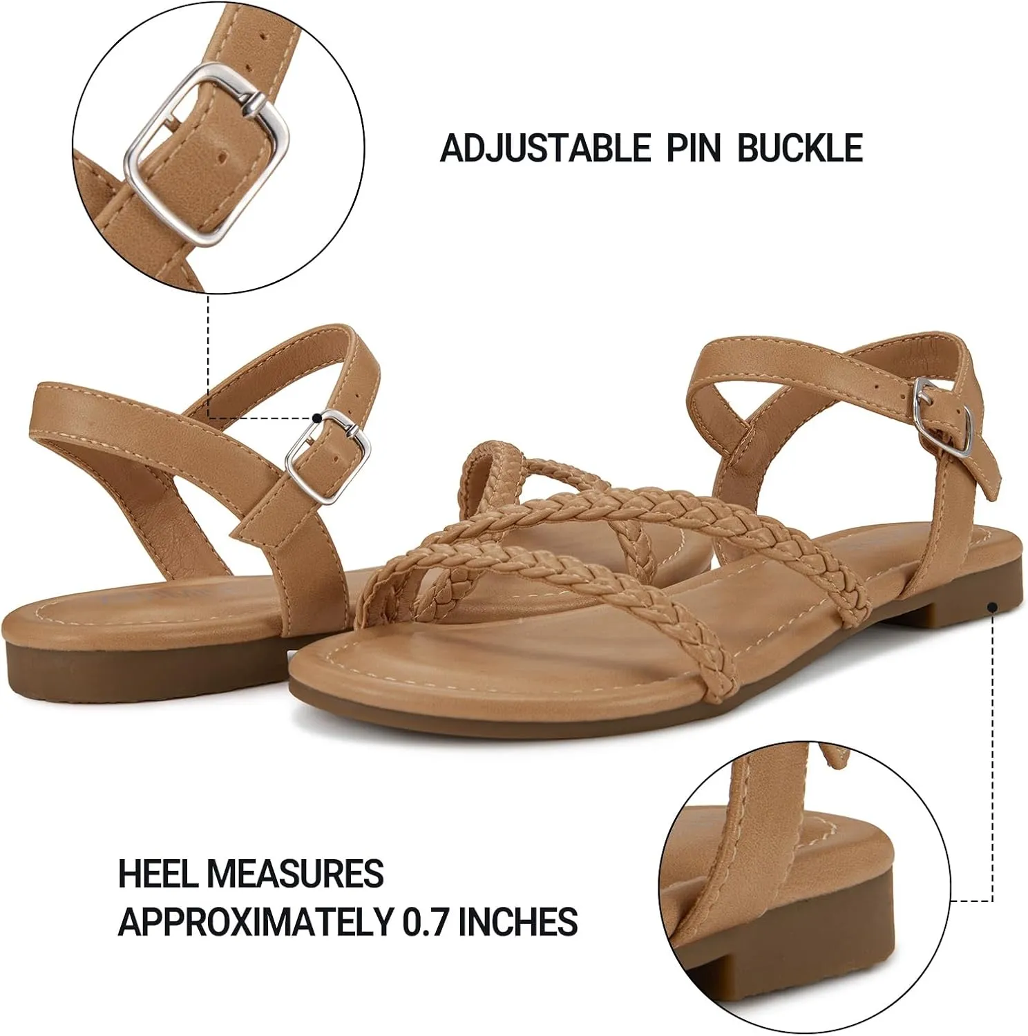 ATHMILE Womens Sandals Dressy Summer Flat Comfortable On Beach Gladiator Cute Slides Casual Braided Sandals for Women 2025 Size 5-10