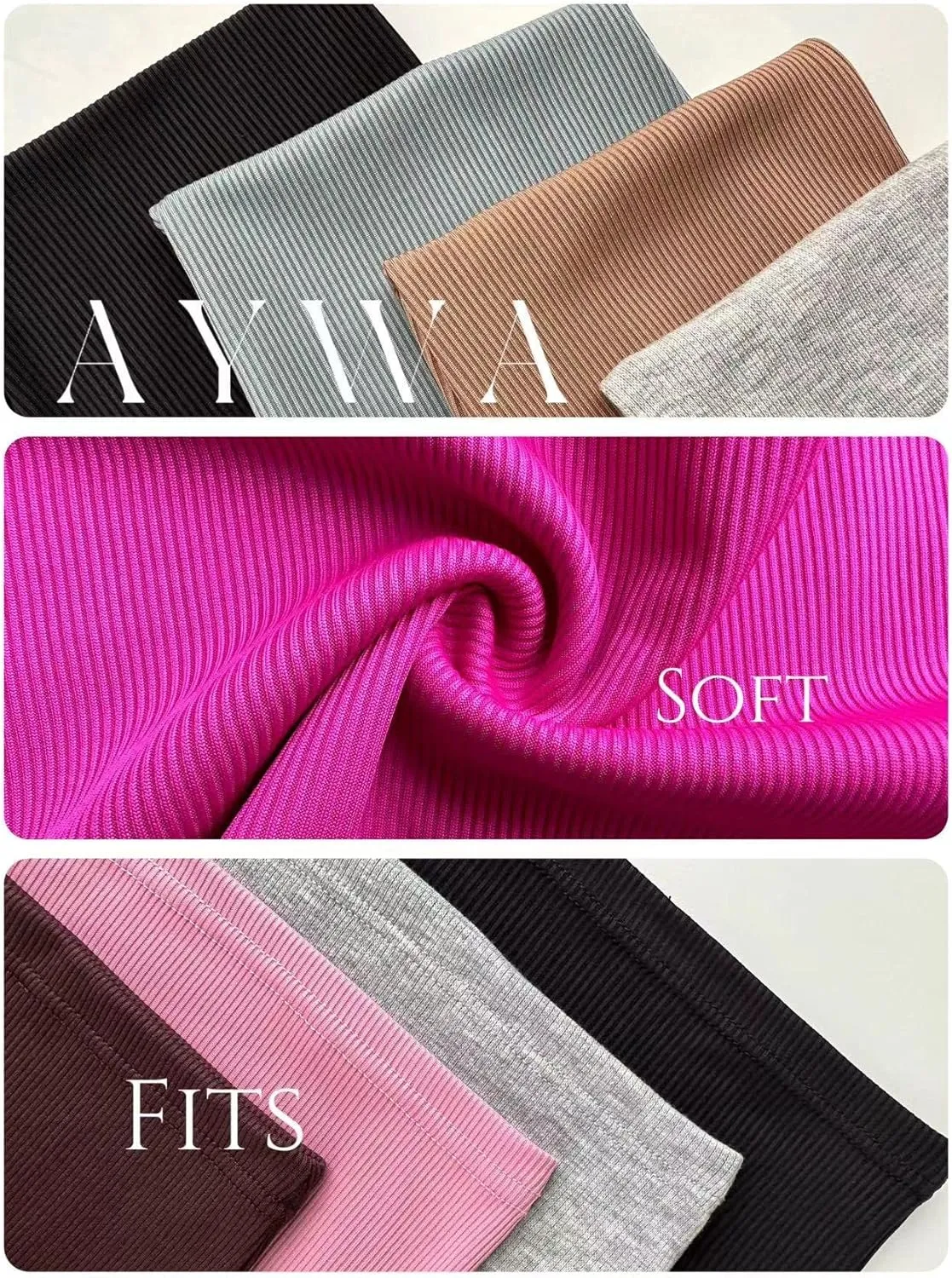 AYWA Two Piece Outfits for Women Fitted Crew Neck T-shirt High Waist Leggings Biker Shorts Matching Sets Streetwear