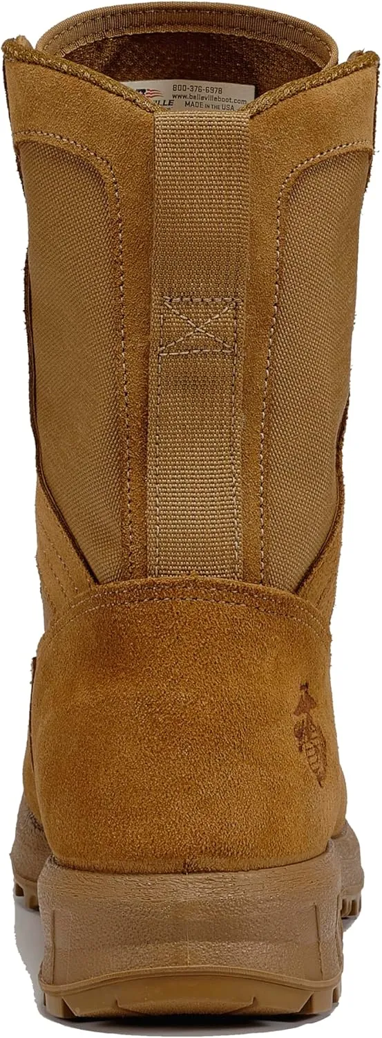 B Belleville Arm Your Feet 510 MEF 8 Inch Ultralight Marine Corps Combat Boots for Men (EGA) - Certified USMC Coyote Brown Leather with High Traction Vibram Outsole, Berry Compliant
