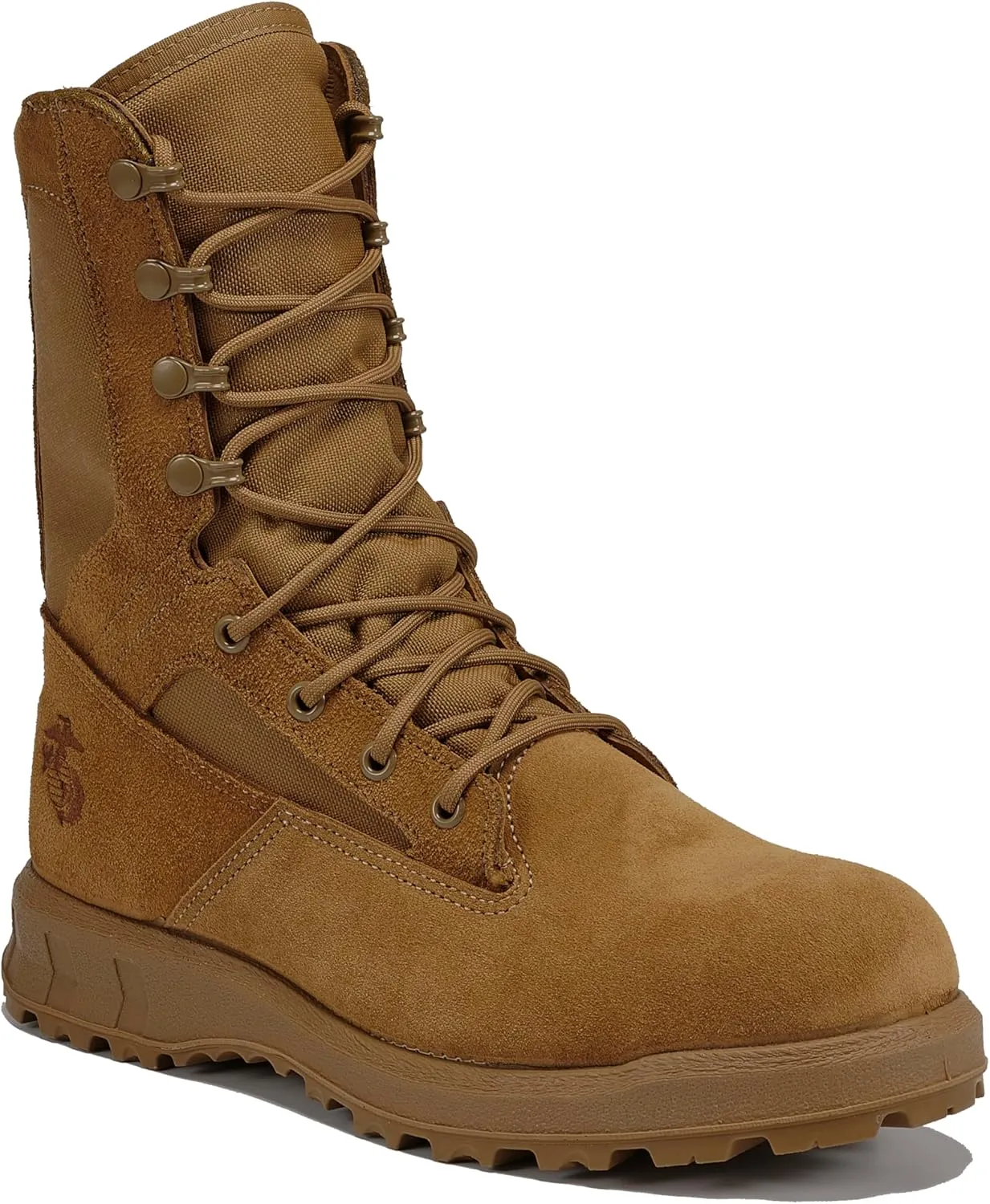 B Belleville Arm Your Feet 510 MEF 8 Inch Ultralight Marine Corps Combat Boots for Men (EGA) - Certified USMC Coyote Brown Leather with High Traction Vibram Outsole, Berry Compliant